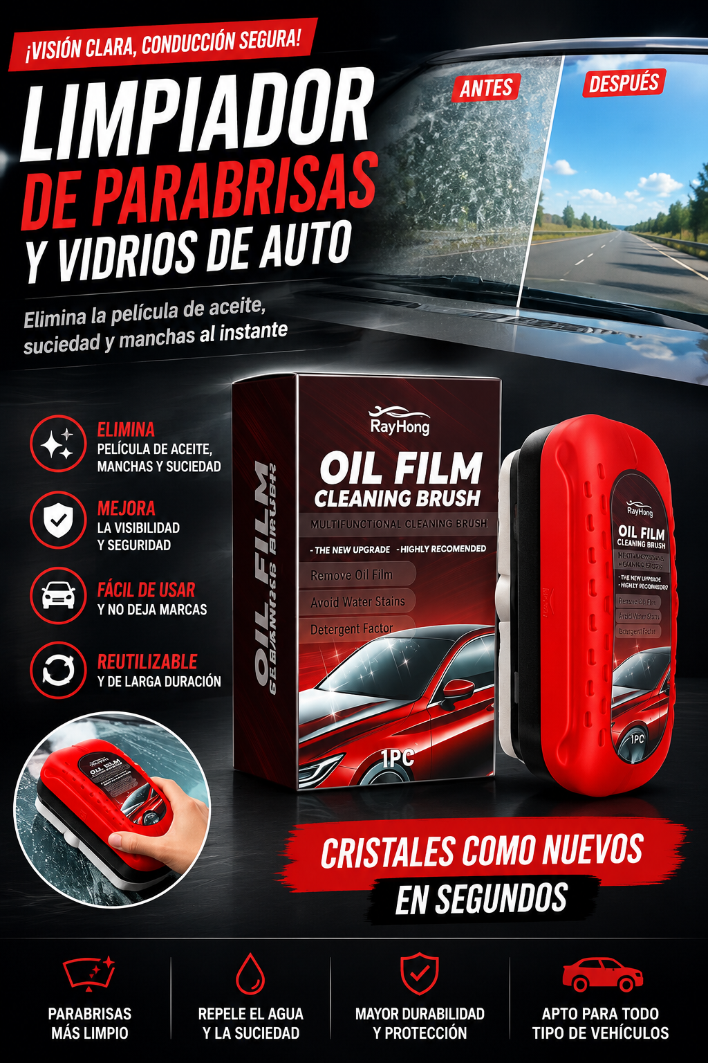 Limpiador de Parabrisas y Vidrios para Auto